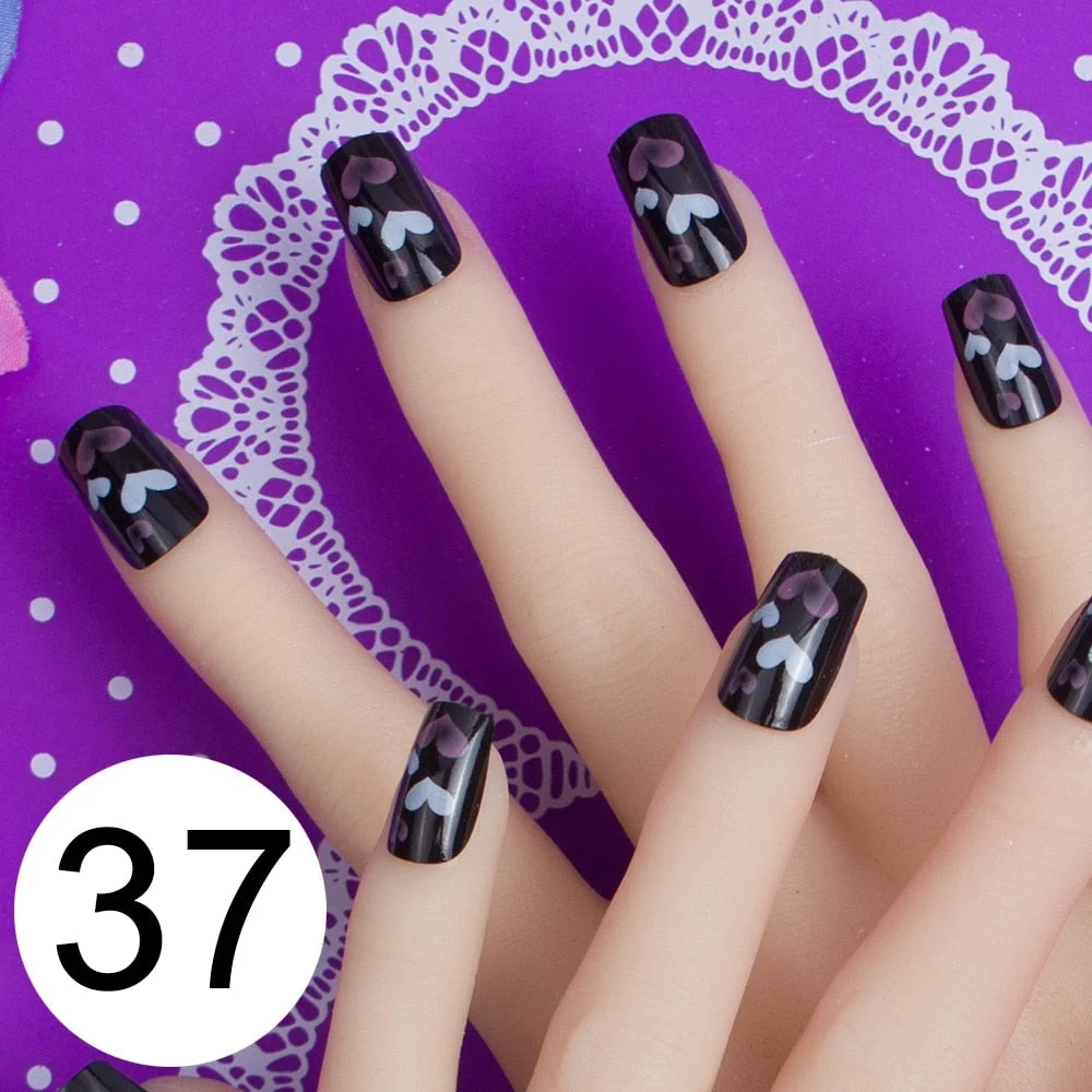 With 1 Piece Of Nail Adhesive Tape 24pcs/Box Press On Nail Art Tips Full Cover 10 Sizes False Nail Art Wedding Nails-Nail Inspo