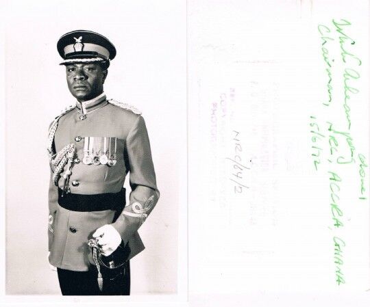 Ghana Ignatius Kutu Acheampong 1931-79 autograph verso signed 3.5x5