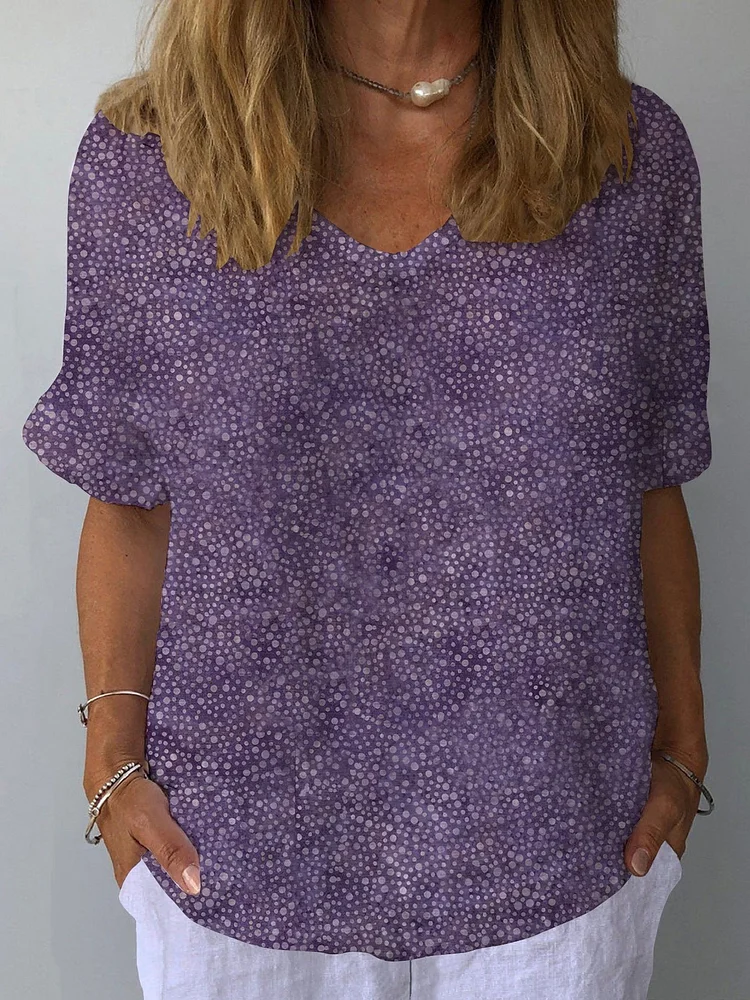 Women's Retro Casual V-Neck Cotton And Linen Tops
