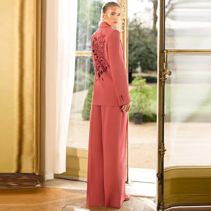 Nigikala Nigikala Early Spring New Fashion Embroidery Hollow Heavy Industry Embroidery Suit Straight Trouser Set