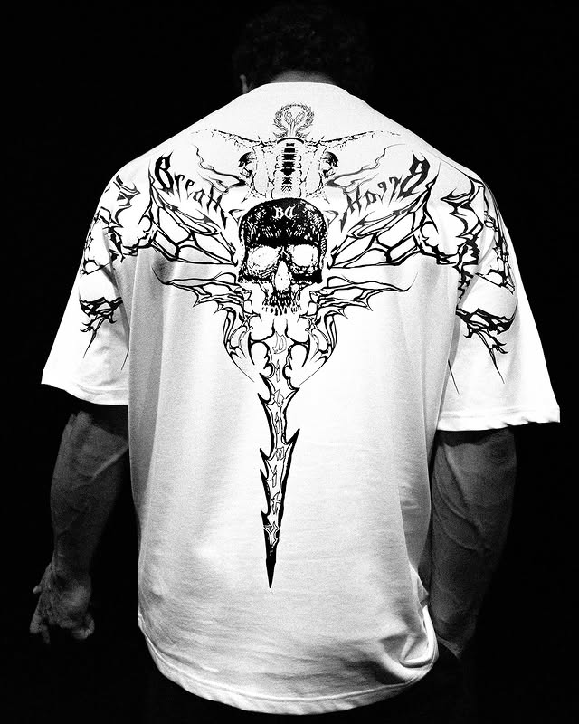 Skull Style Oversized Pullover T-shirt [WHITE]