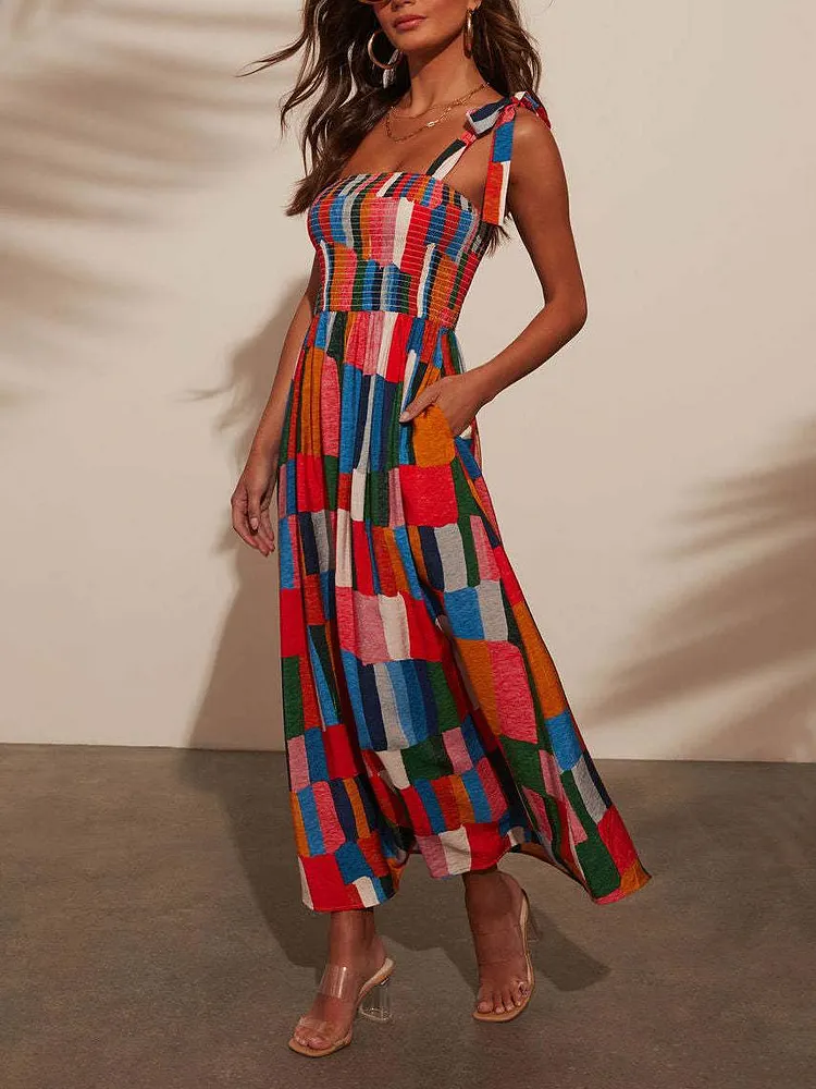 Rainbow Suspender Print Dress