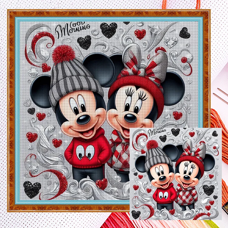 Mickey And Minnie (40*40cm) 11CT Counted Cross Stitch gbfke