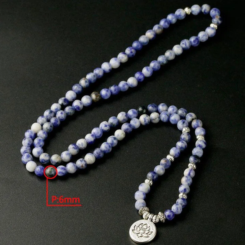 Natural Blue Aventurine Lotus Peace Necklace Bracelet
