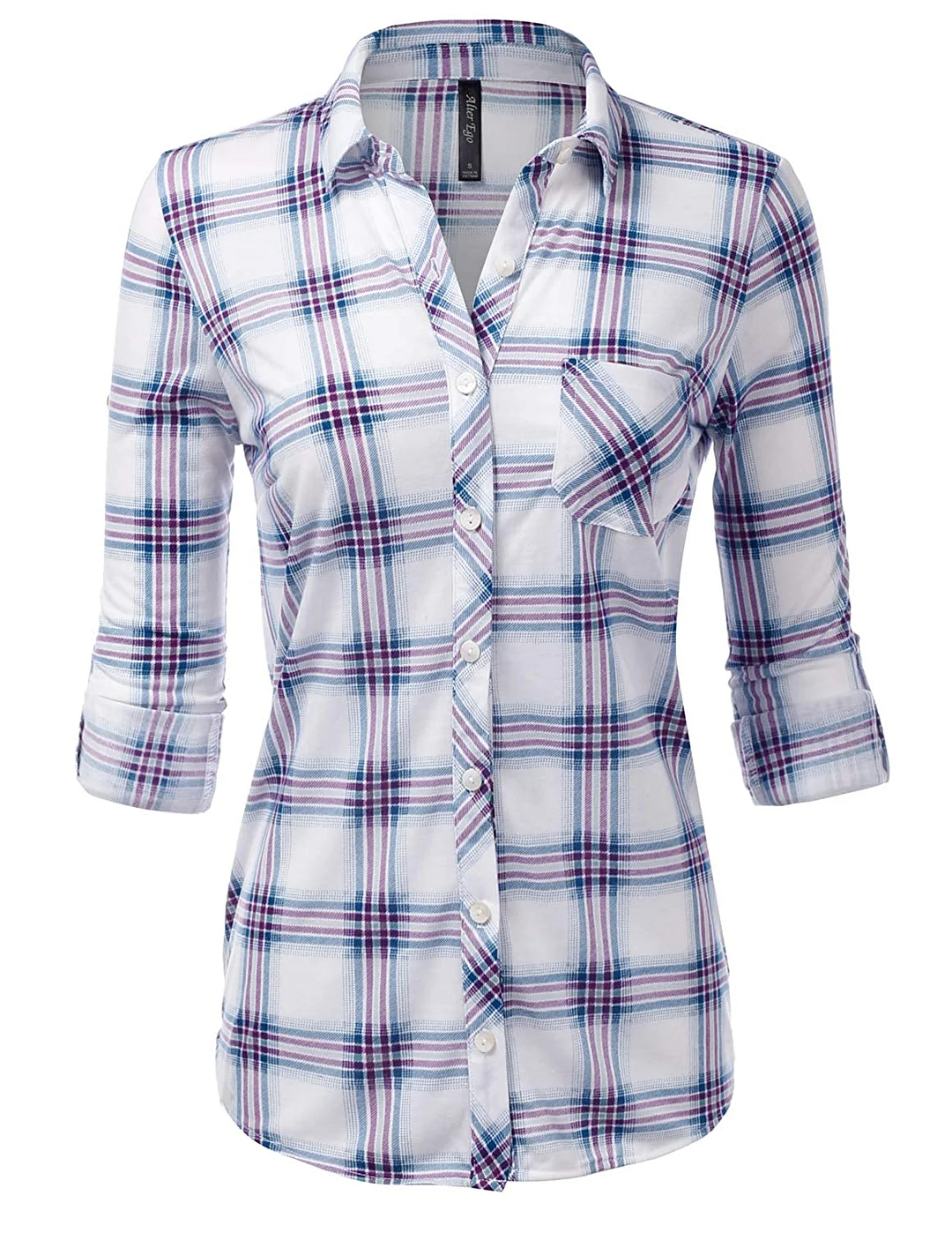 JJ Perfection Women's Long Sleeve Collared Button Down Plaid Flannel Shirt