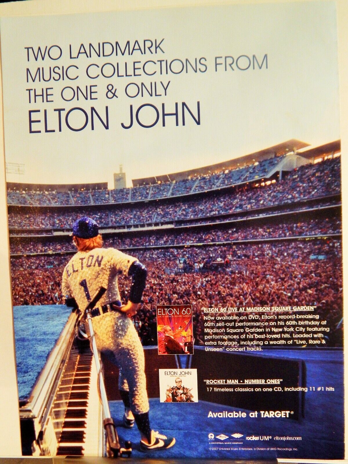 ELTON JOHN MUSIC CDS / RENAISSANCE HOTELS 2007 VTG Photo Poster painting AD, RARE EPHEMERA