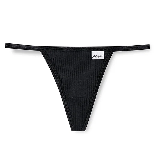 Akayes Women Sexy Panties Screw Thread Cotton Thongs Female Thin Belt G-strings Underwear Soft Breathable T-back Solid Lingerie