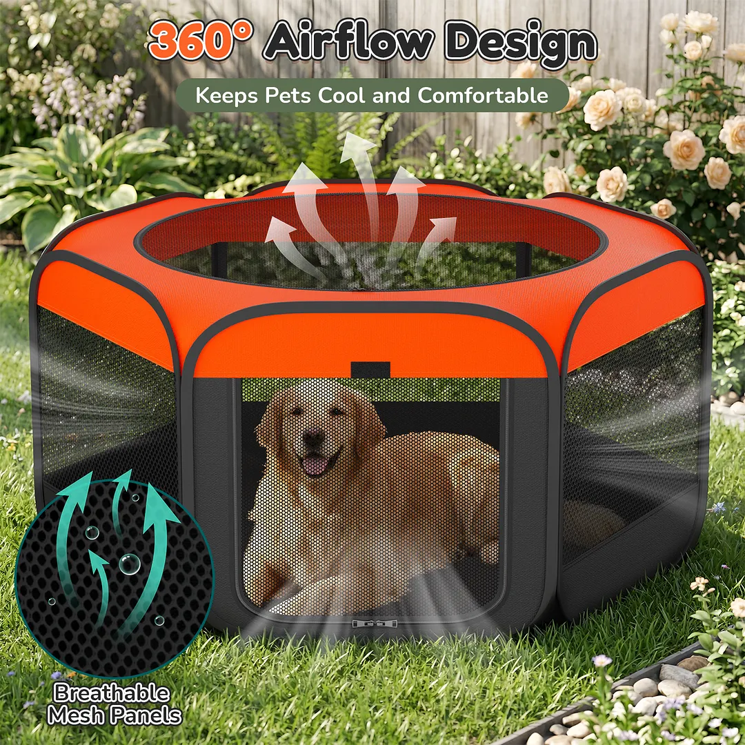 Dog Playpen, Hexagonal Foldable Pet Enclosure for Indoor and Outdoor Use
