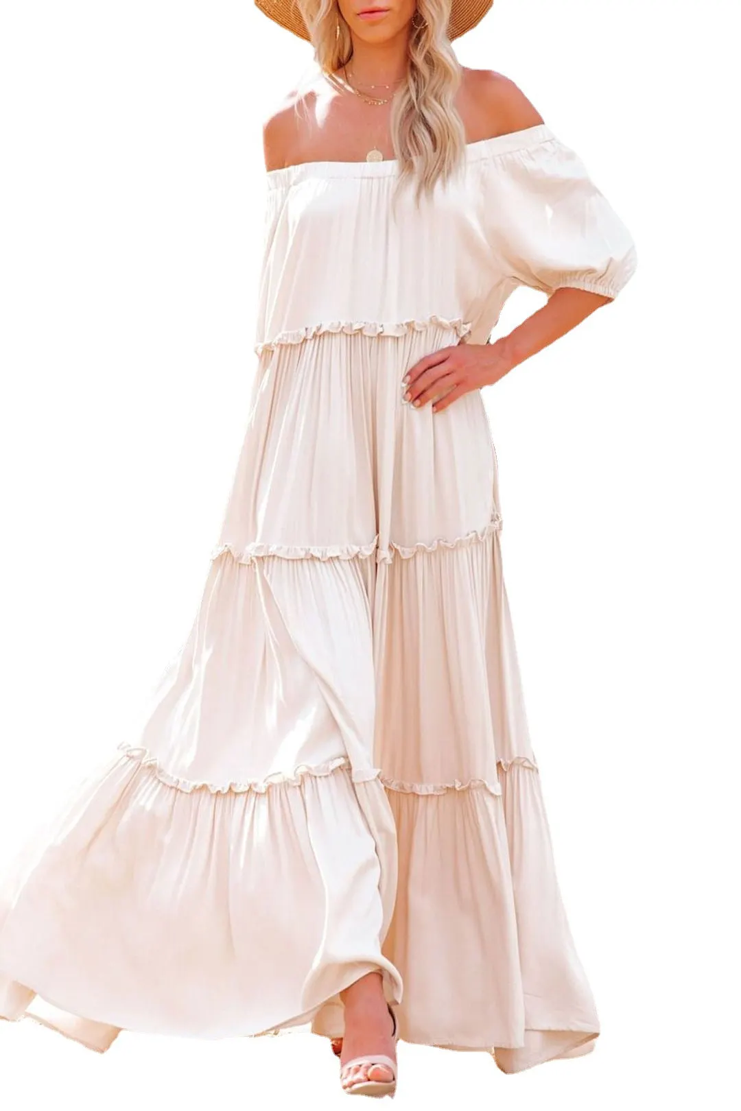Brownm White Temperament Commute High Waist Fairy Dresses