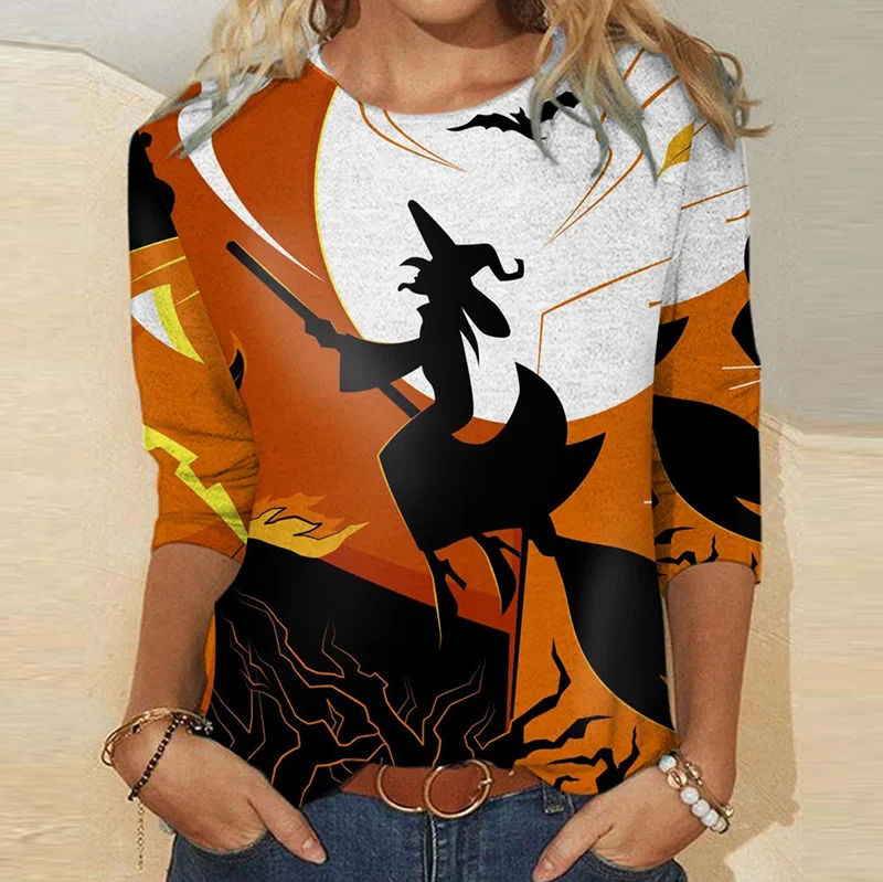 Black Witch Ride Broom Printed Women's Sweatshirt