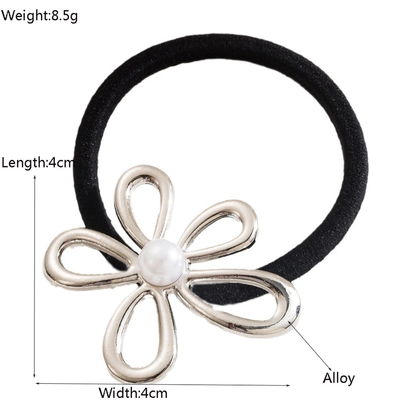 Women’s Elegant Classic Style Starfish Flower Alloy Plating Inlay Pearl Hair Tie