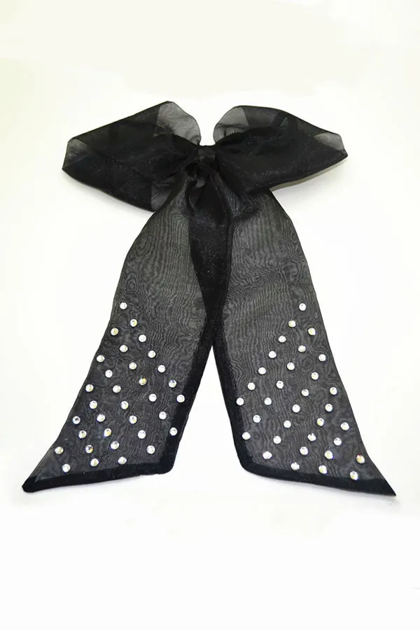 Organza Bow Rhinestone Spring Hairpin