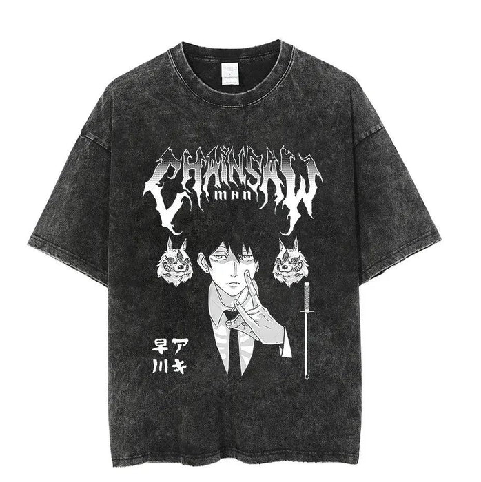 Chainsaw Man Printed Men's Washed T-Shirt