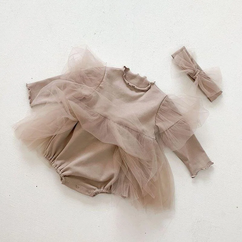 0-3Yrs Spring Kids Boy Girl Long Sleeve Rompers + Hair Band Autumn Infant Baby Girl Newborn Rompers Clothes Baby Girl Rompers