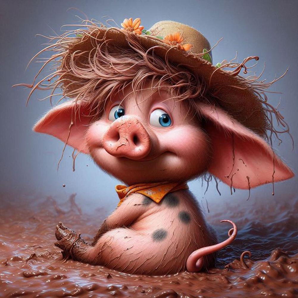 Pig 40*40cm(canvas) full round drill diamond painting