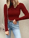 Look-Thin Crochet Long Sleeves Shirts Tops