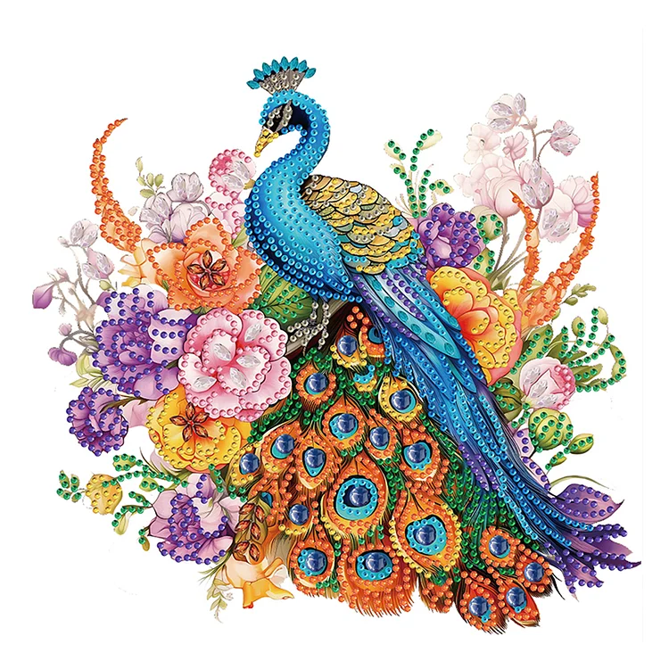 Partial Special-shaped Diamond Painting - Peacock 30*30CM