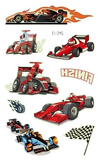 Luminous Cool Racing Tattoo Stickers Waterproof Party Cartoon Car Children's Temporary Tattos Hand Body Foot Men Fake Tatoo