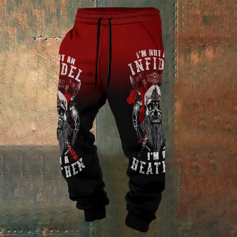 Viking Skull I’M Not An Infidel I’M A Heathen Casual Train Sweatpants