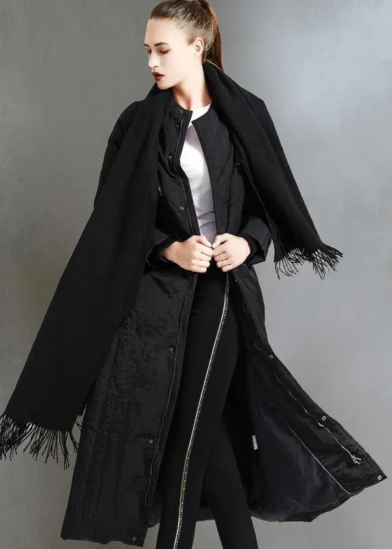 Casual black duck down coat plus size zippered womens parka wild women coats