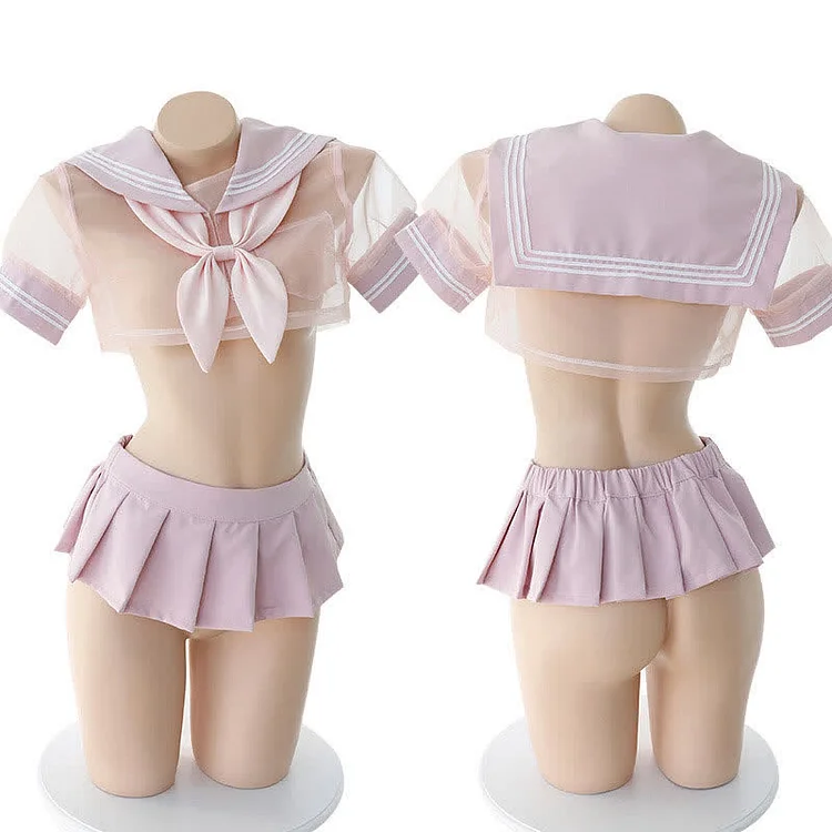 Sailor Collar Bow Knot Uniform Lingerie Set - Modakawa Modakawa