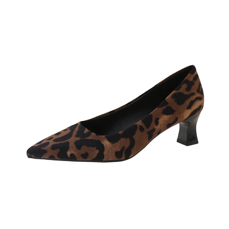 Yyvonne French Leopard-Print Cat Heel Single-Shoe Woman 2025 New Light High-Heeled High-Heeled High-Heeled Shoes Women
