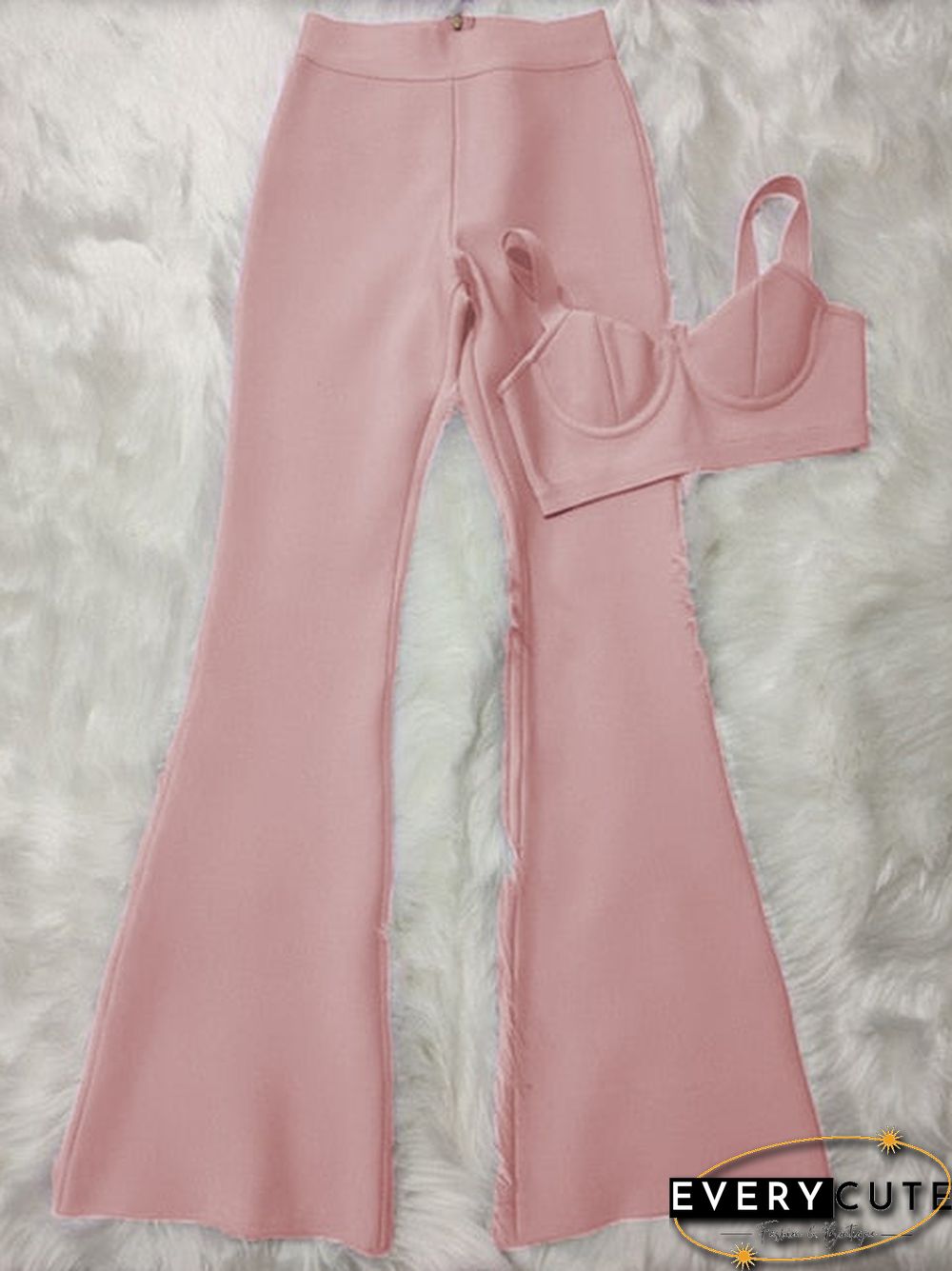 Summer Womens Fashion Sexy Bandage Two-Piece Set Sleeveless Tight Short Top High Waist