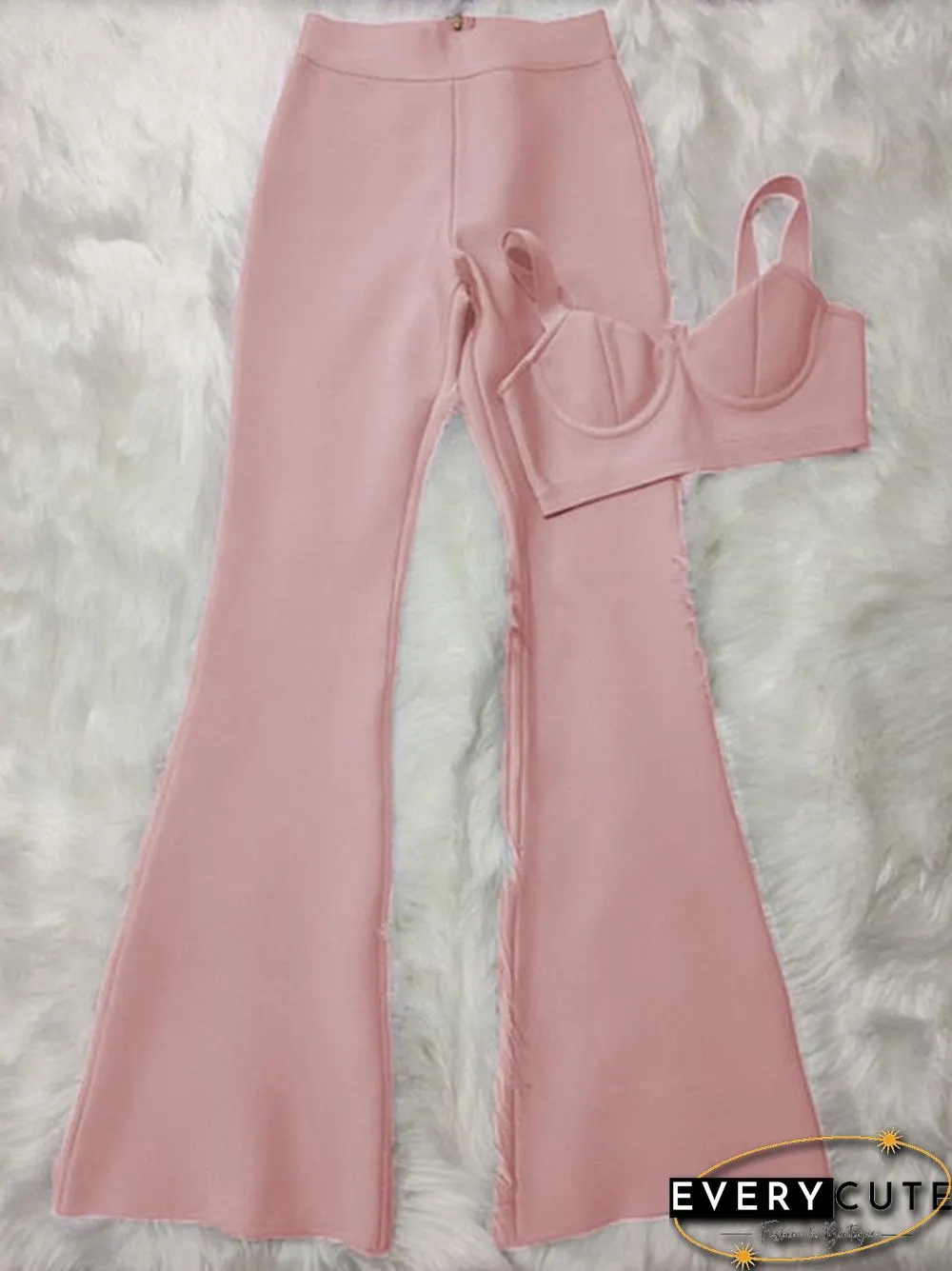 Summer Womens Fashion Sexy Bandage Two-Piece Set Sleeveless Tight Short Top High Waist