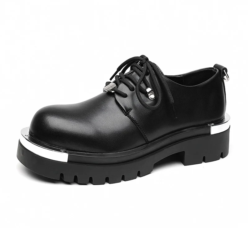 Colourp Colourp Men's Shoes Fall 2023 New Black Hair Stylist Overalls Martin Shoes Versatile Big Head Line Leather Shoes Tide 8799-R