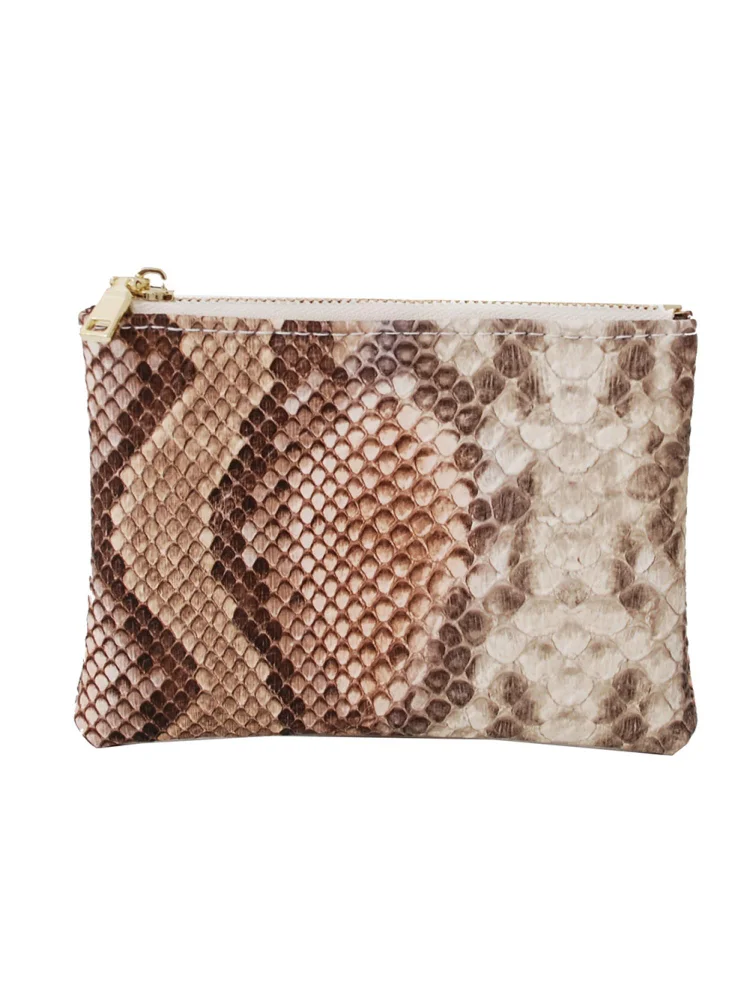 Fashion Women PU Snake Pattern Coin Purse Wallet Small Clutch Bag (Brown)