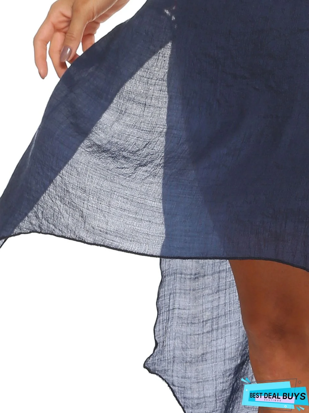 Sexy Deep V Stitching Beach Bikini Blouse Irregular Split Dress