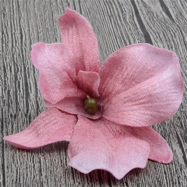 5pcs/lot 8cm High Quality Silk Artificial Orchid Flower Heads For Wedding Christmas Decoration Orchis Cymbidium Fake Flowers
