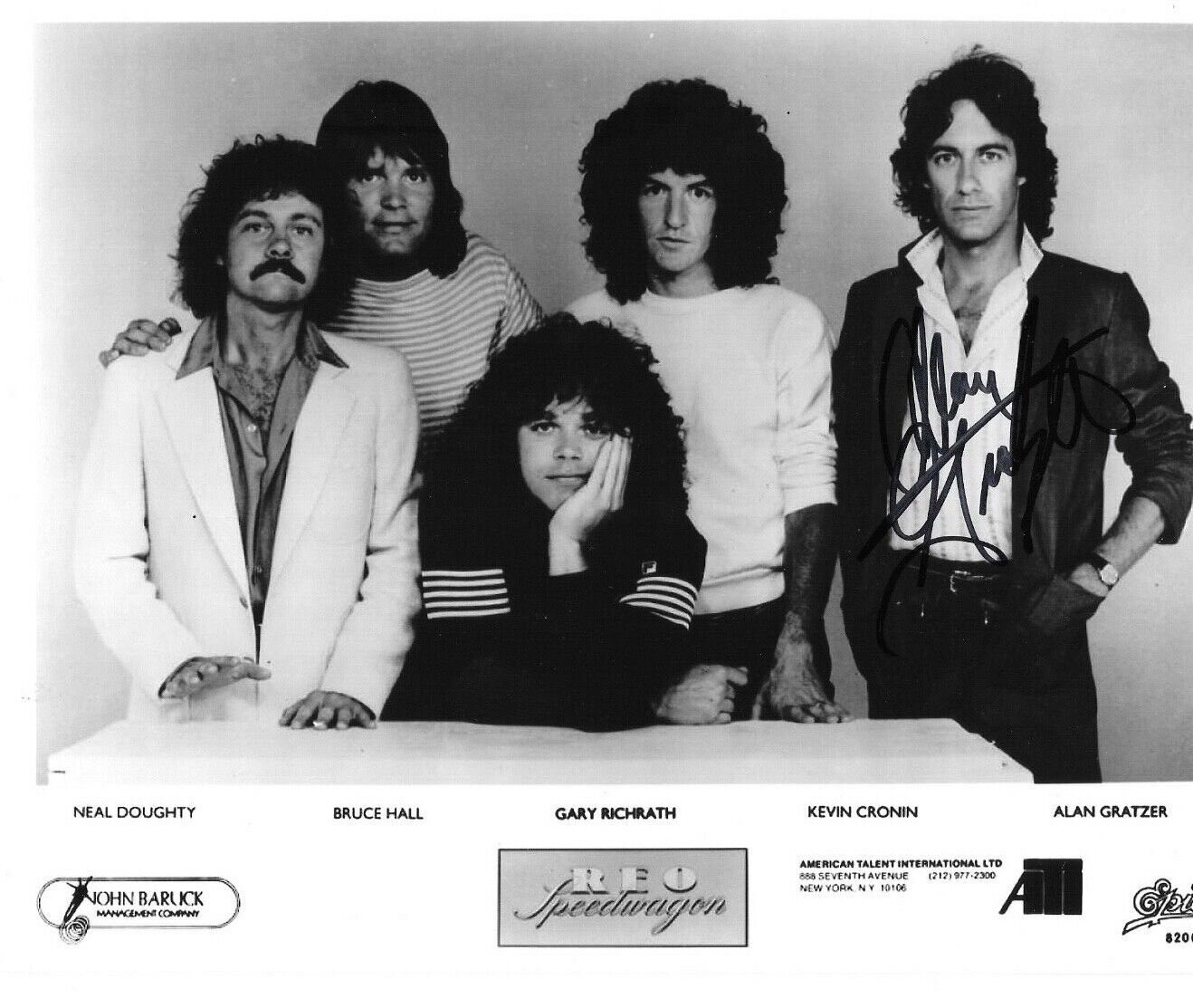 * ALAN GRATZER * signed 8x10 Photo Poster painting * REO SPEEDWAGON DRUMMER * COA * 3