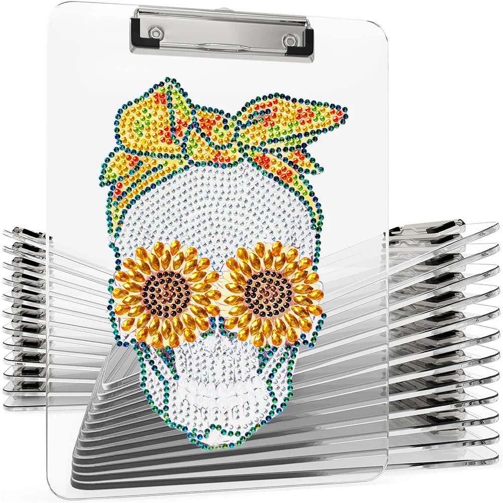 5D DIY Skull Acrylic Diamond Painting File Folder Clipboard Office Stationary