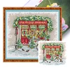 >SALE<Embroidery Eco-cotton Thread 14CT Printed Xmas Window Cross Stitch 34x30cm