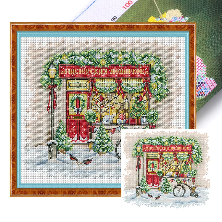 Joy Sunday - Christmas Window 14CT Stamped Cross Stitch 34*30CM