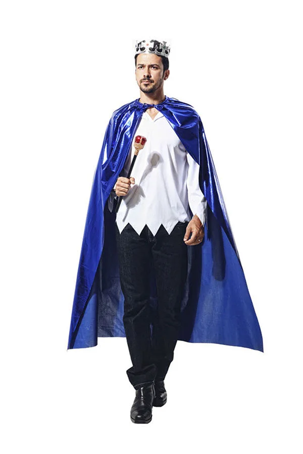 Halloween Cosplay Royal King Cloak Adult Man Costume Blue-elleschic