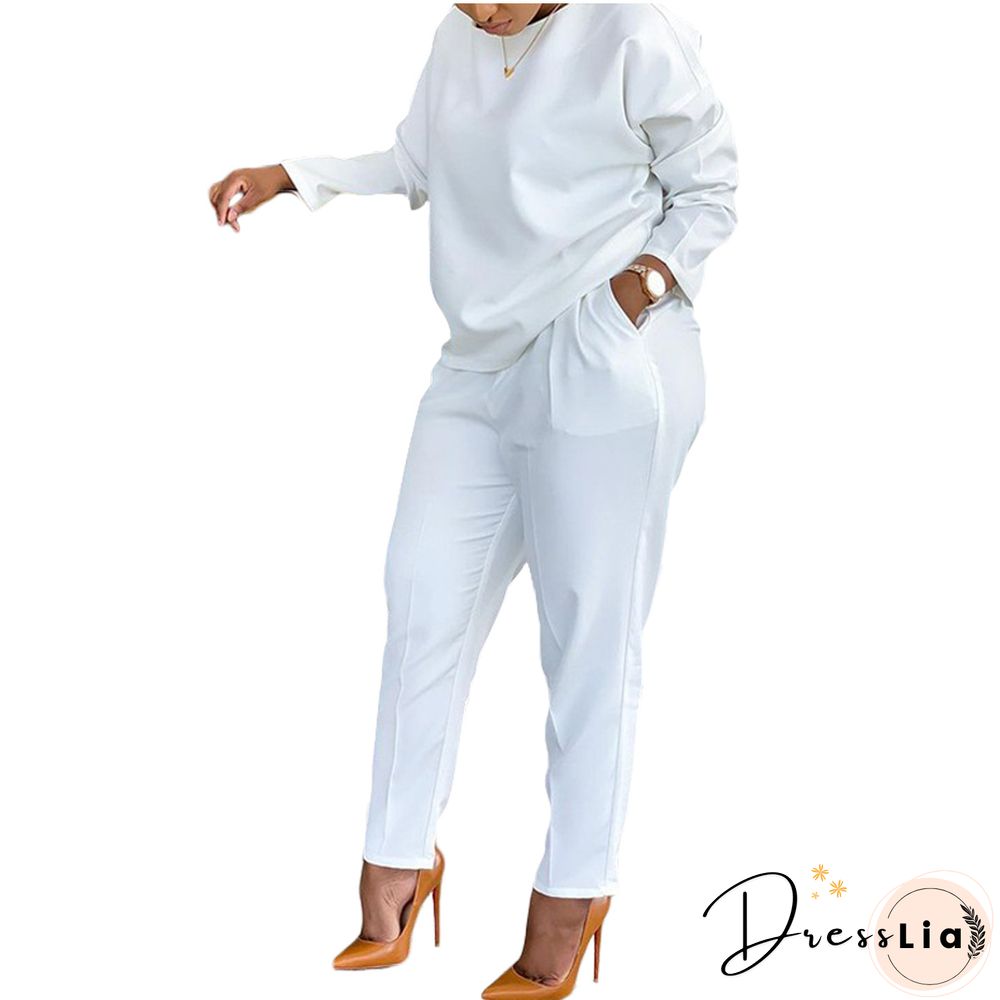 Long Sleeves T shirt Sportswear Two Piece Pants Set