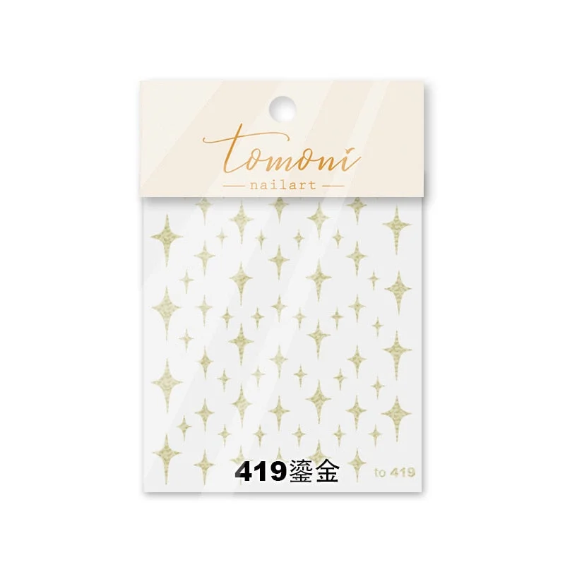 1pc 5D White Clouds Nail Stickers Gold and Silver Star Design Adhesive Red Love Sticker Decals Nail Art Decoration Manicure Tips-Nail Inspo