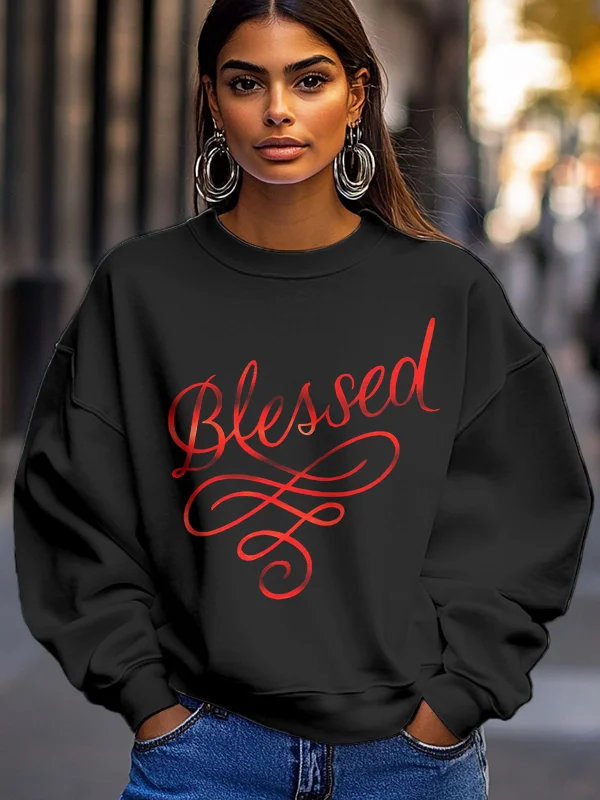 Women's Blessed Art Print Cozy Sweatshirt