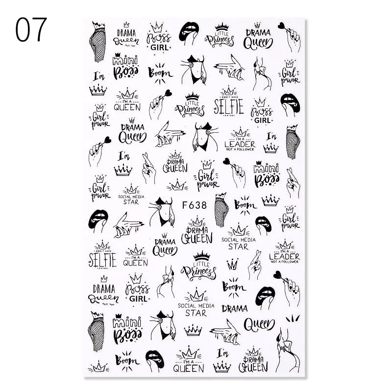 2021 New 3D Nail Art Sticker English Letter Stickers For Nail Foil Love Heart Design Nails Accessories Fashion Manicures Sticker