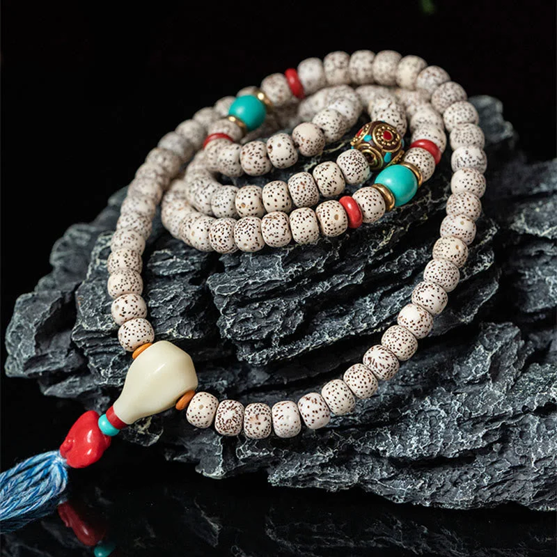 Tibetan 108 Mala Beads Bodhi Seed Elephant PiXiu Peace Bracelet