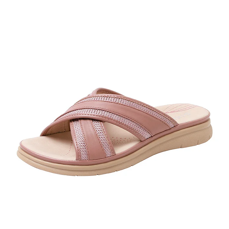 Women's Platform Criss Cross Orthotic Slide Sandals Comfy Walking shopify Stunahome.com