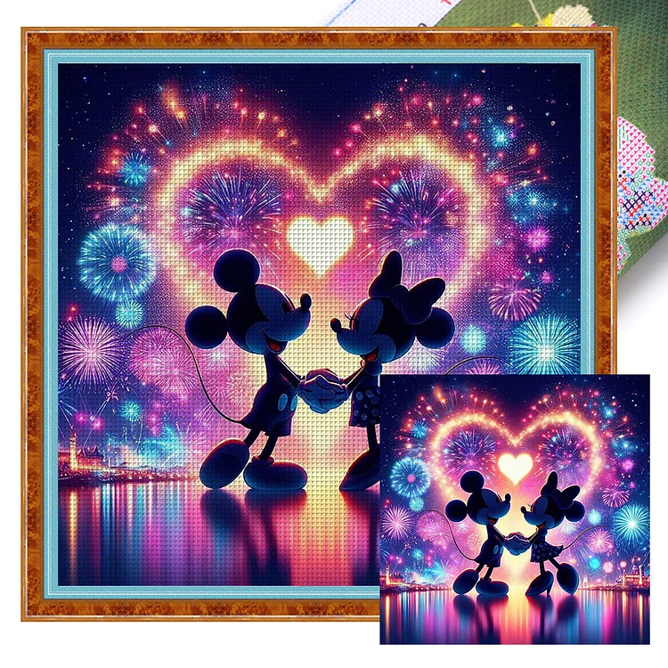 Love Disney Mickey Minnie 11CT Stamped Cross Stitch 40*40CM