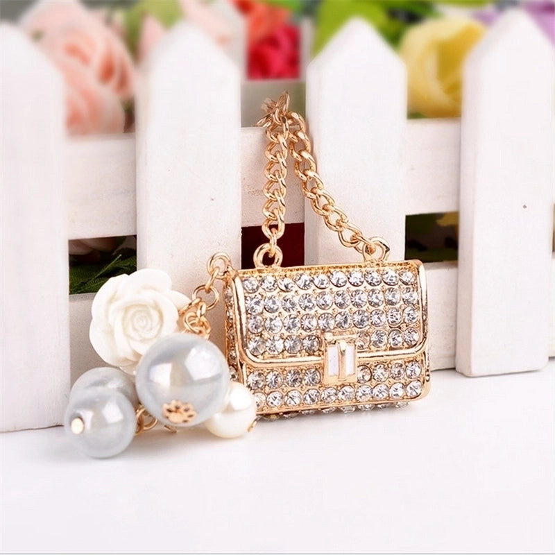 Elegant Lady High Heel Metal Inlay Rhinestones Women’s Bag Pendant Keychain