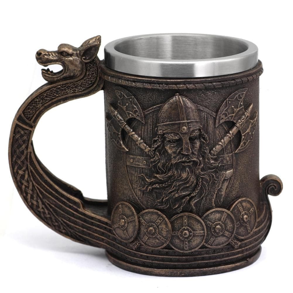 Viking Warrior Heavy Stainless Steel Tankard Mug