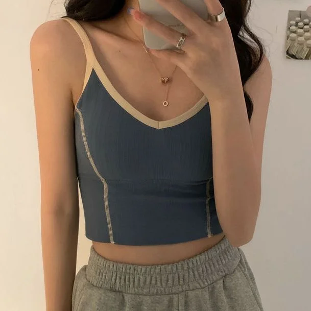 Contrast Trim Cropped Camisole Top SP17934