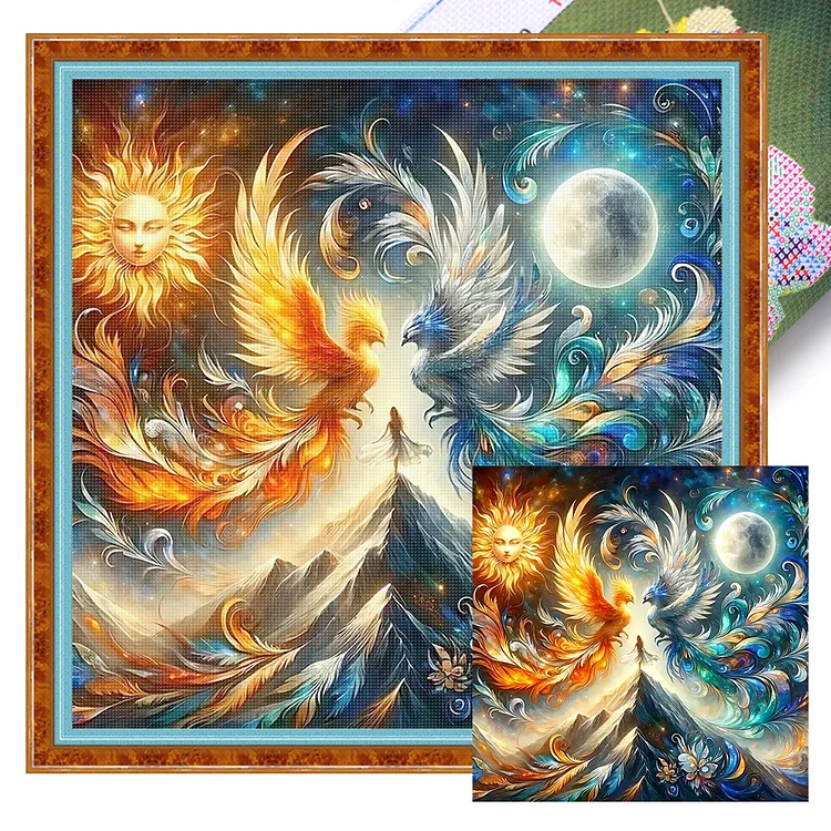 【Yishu Brand】Sun And Moon Phoenix (50*50cm) 11CT Stamped Cross Stitch gbfke