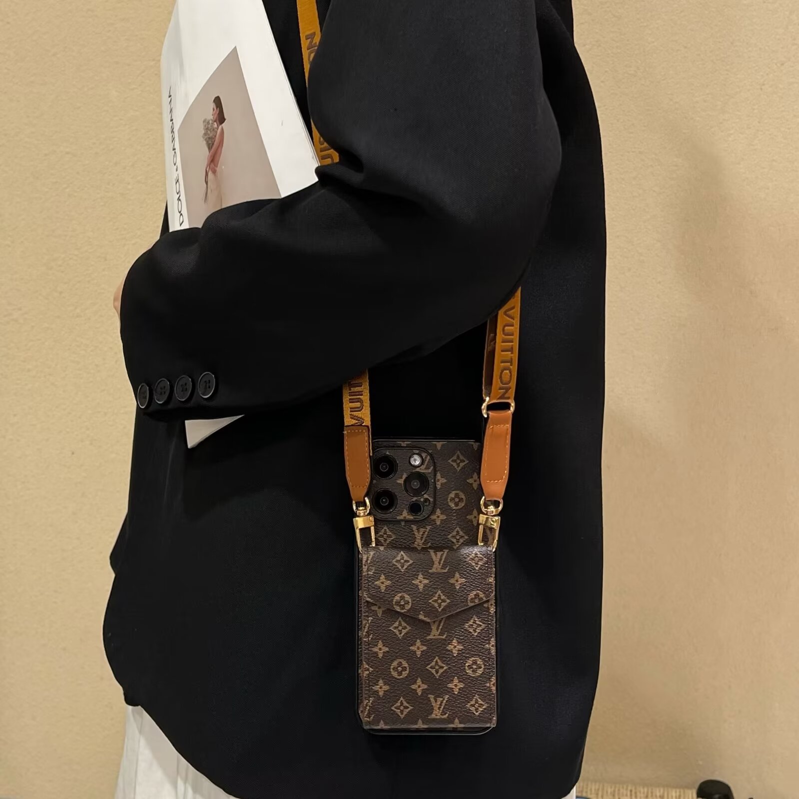 Elegant LV crossbody monogram canvas wallet Gucci Ophidia GG Apple iPhone case