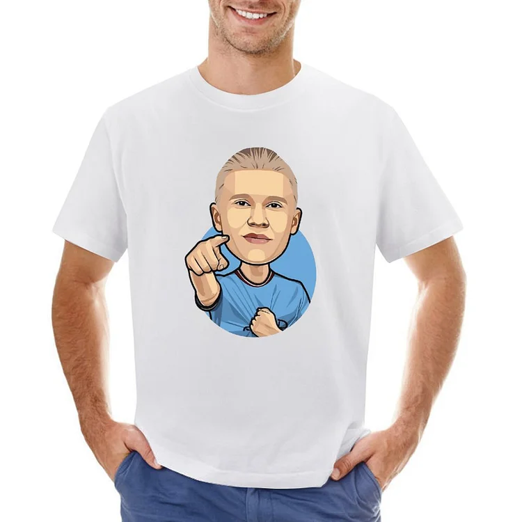 Erling Haaland Inspired Cartoon Illustration Men's T-shirt